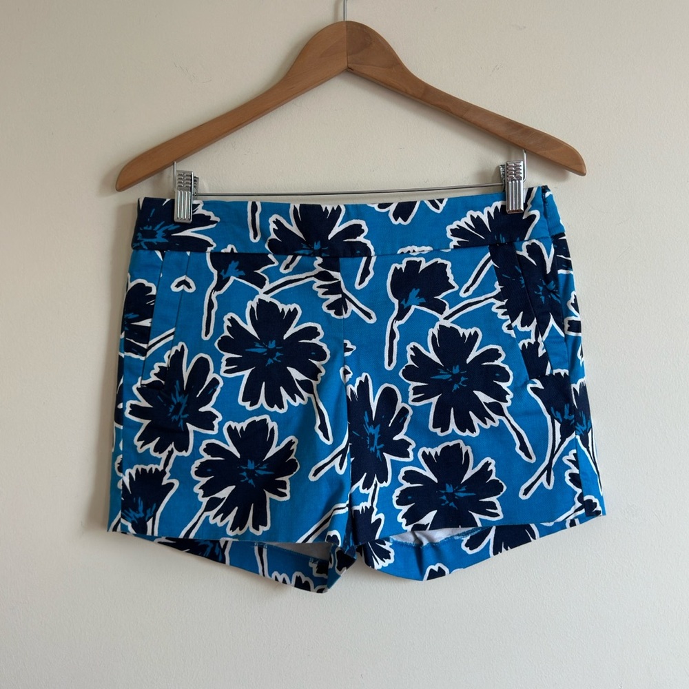 JCrew || Woman’s Stretch Cotton Blend Blue Floral Shorts Sz 6